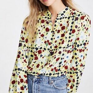 Equipment yellow floral silk blouse